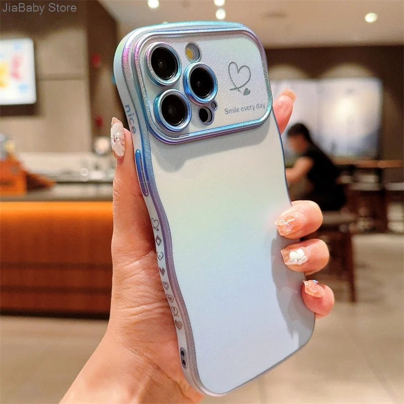 Coque de protection pour appareil photo en forme de cœur avec liquide pailleté de luxe pour iPhone 11 12 13 14 15 16 Plus Pro Max_voghion.com