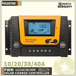 Polestar Solar Charge Controller with Dual USB & Multi - Voltage Support - 10A