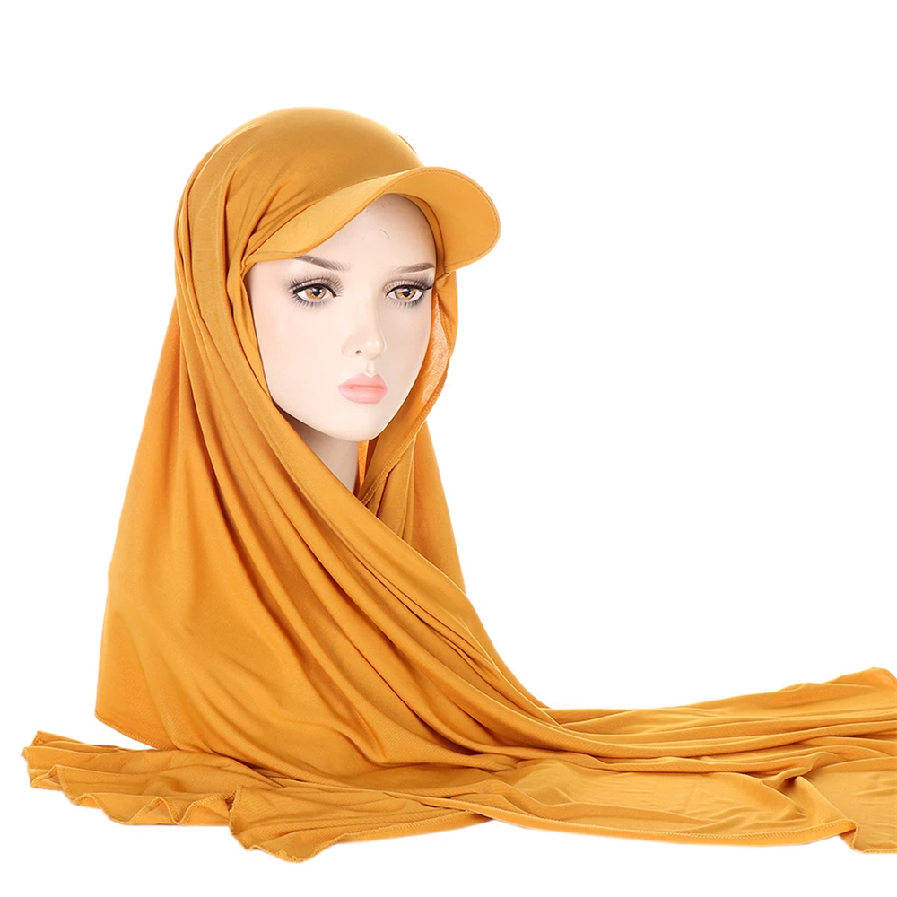 

Musilm Women Hijab Base Ball Cap Women Instant Hat Plain Hijabs Brim Cap Ready To Wear Turban Wrap Pull On Headscarf Wrap Cover