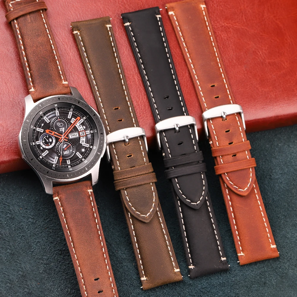 Premium Matte Cowhide Leather Watch Strap with Quick Release and Steel Buckle