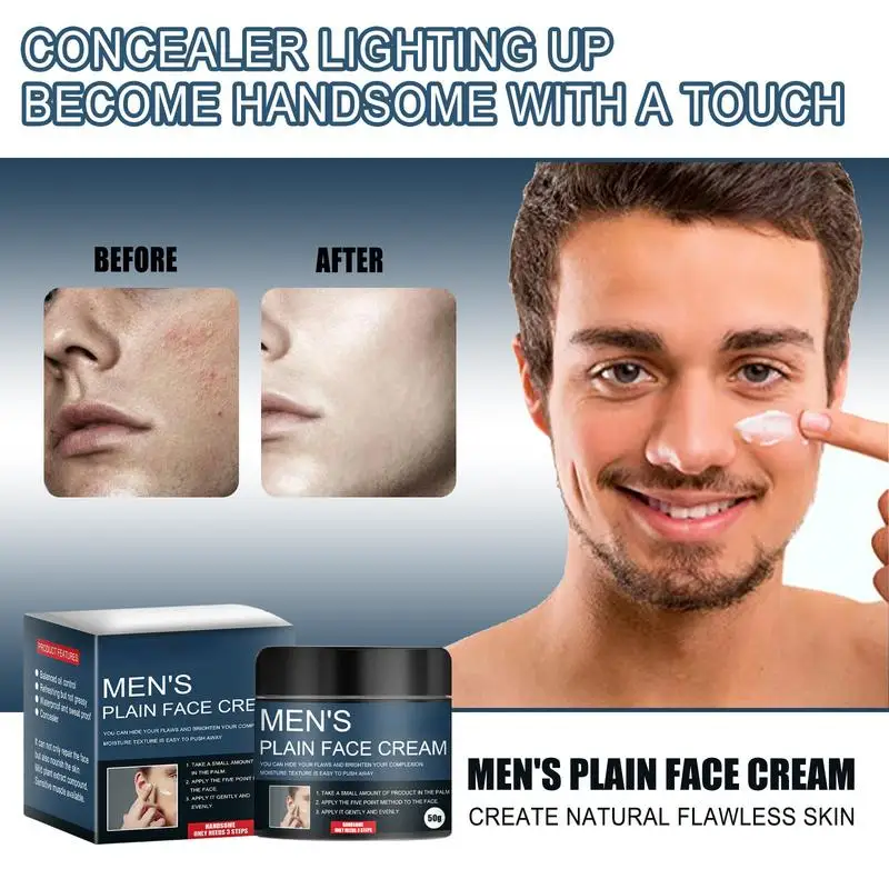 

Men's plain cream oil control toner Concealer cream acne skin blemishes lazy plain cream