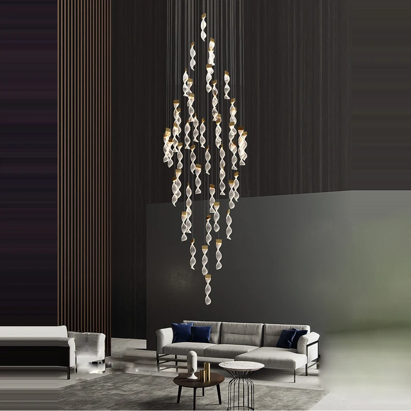 

LED Modern Chandelier Lighting Rectangular Round Chrome Hanging Lamps Lustre Suspension Luminaire Lampen For Stair Case Foyer