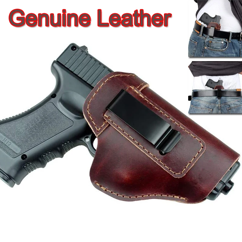 Leather Gun Holster for Glock 17 19 21 23 26 Beretta 92 Sig Sauer P226 SP2022 Universal Tactical Leather Cover Case for Handgun