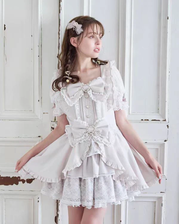 Cute Snow Princ Dr Liz a High Waist Bubble Sve Polyester Lace Summer Dr for Young Women Par Wear A-Line