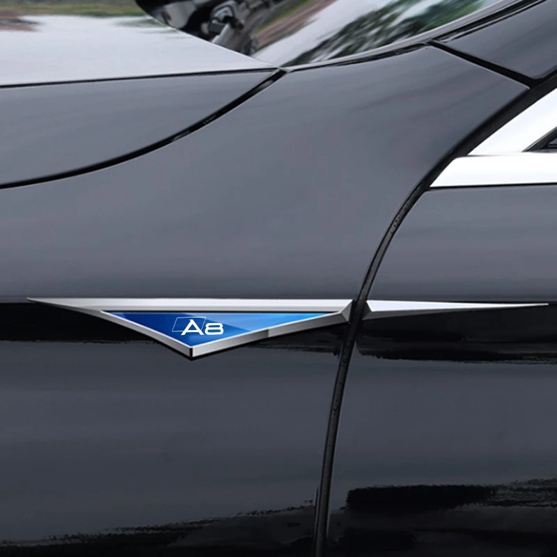 

2pcs/Set Car Fender Stainless Steel Sticker Decals Emblem Exterior Decorate for Audi A8 car Accessories