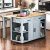 47 inch Kitchen Island with Extendable Dining Table, Internal Storage Rack, Power Outlet, Rolling Kitchen Cart on Wheels 1