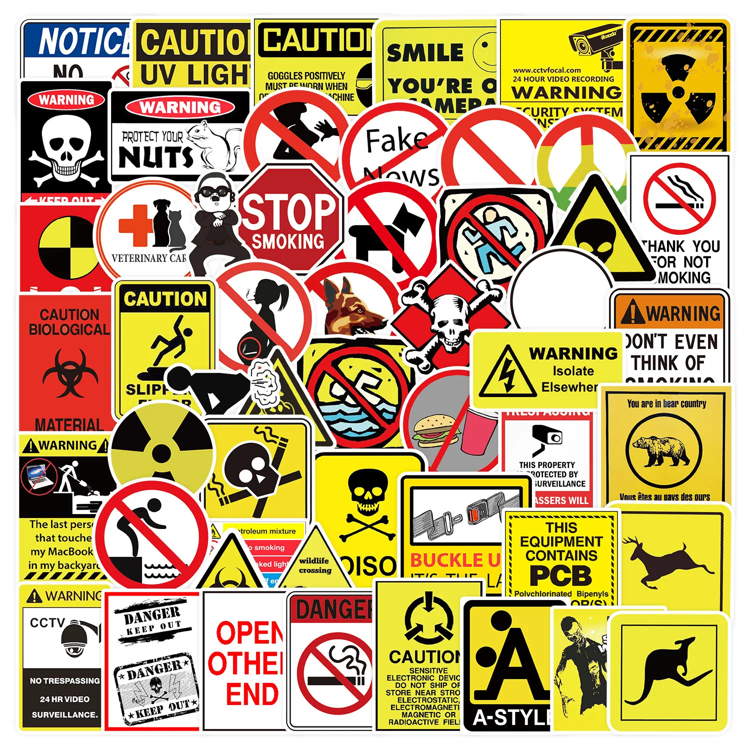 

10/50PCS Warning Stickers Danger Banning Signs Reminder Waterproof Decal Sticker To Laptop Motorcycle Luggage Phone Snowboard