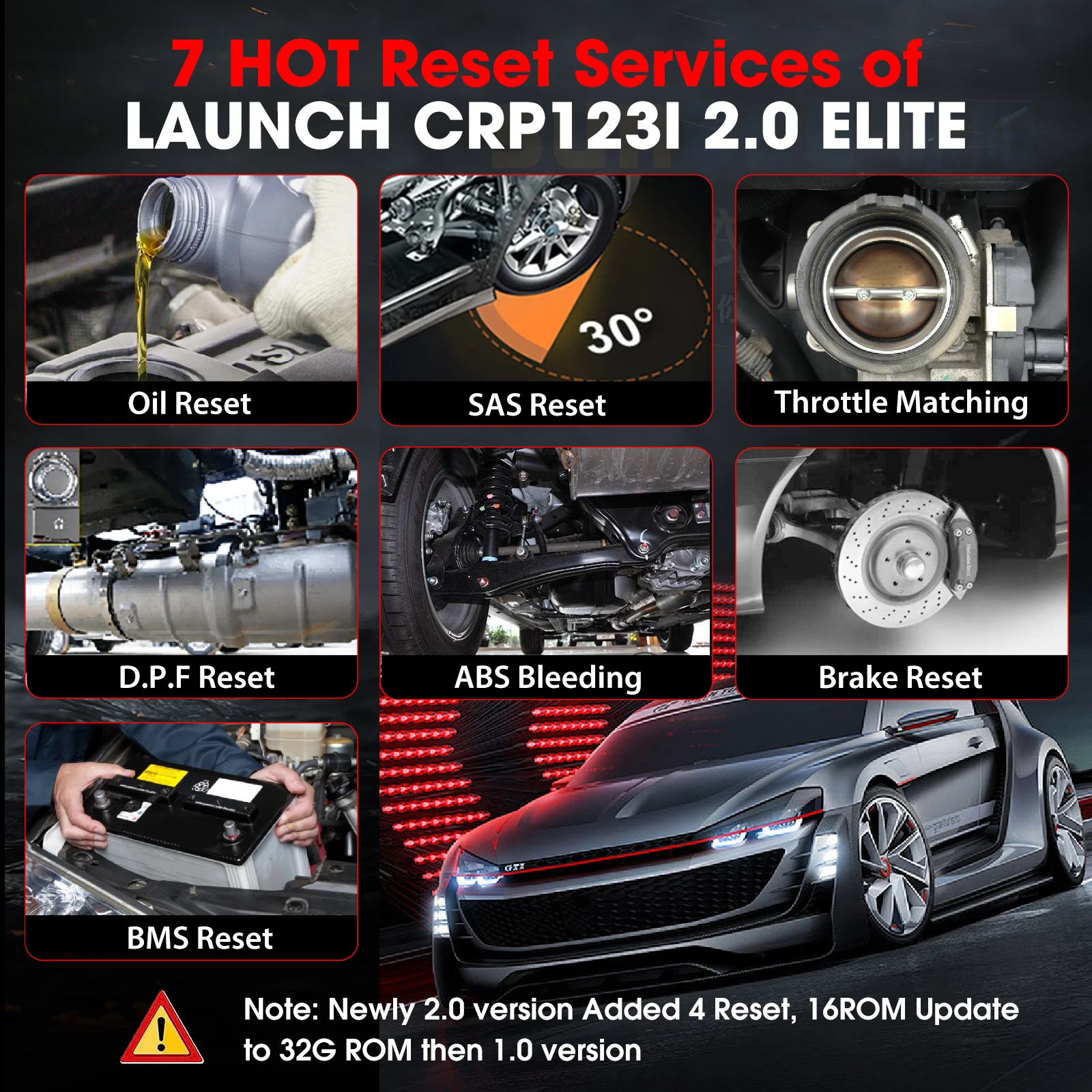 LAUNCH CRP123i V2.0 ABS SRS Transmission Engine Scan Tool OBD 2 Reader Throttle/Oil Reset/SAS reset Lifetime Free WiFi Update 4