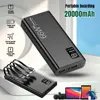 20000mAh Power Bank 66W Super Fast Charging For 20W  Built-in 4 Cables Portable Digital Powerbank External Battery 2