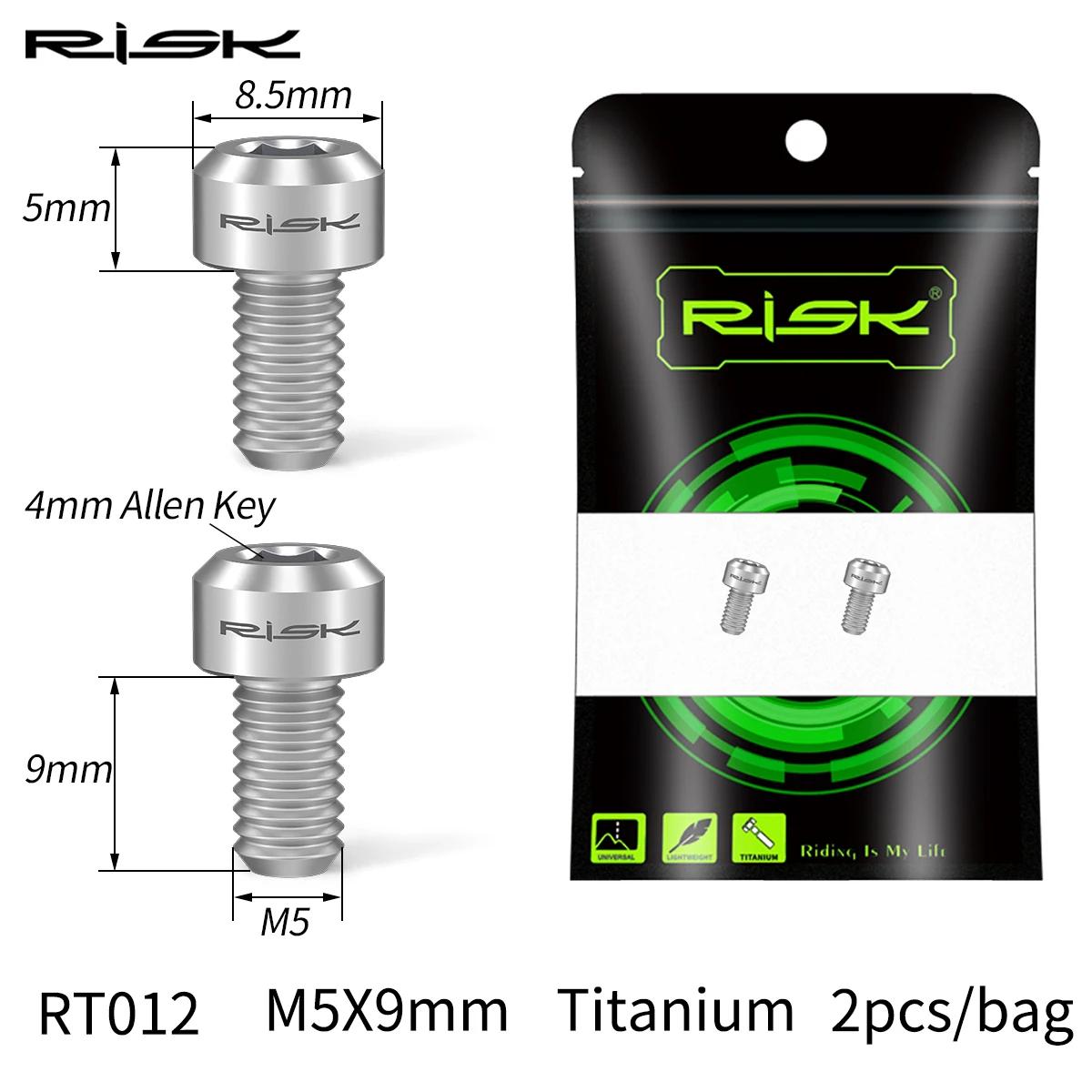 خطر 2 قطعة M5 x 9 مللي متر سبائك التيتانيوم البراغ...