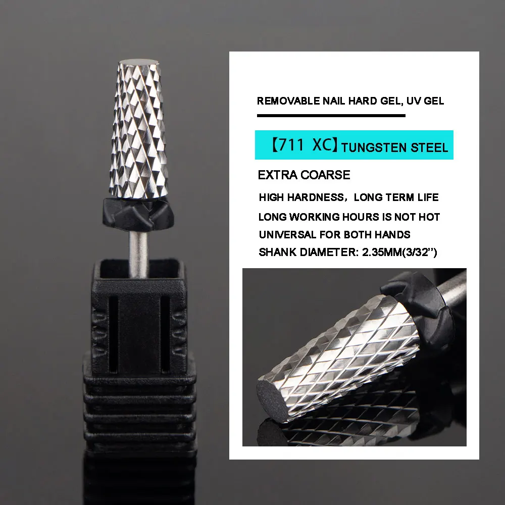 5 in 1 Nail Drill Bits Tungsten Steel Cross Teeth Manicure File Nail Cutter Acrylic or Hard Gel Nail Polish Remove Drill Bit 4