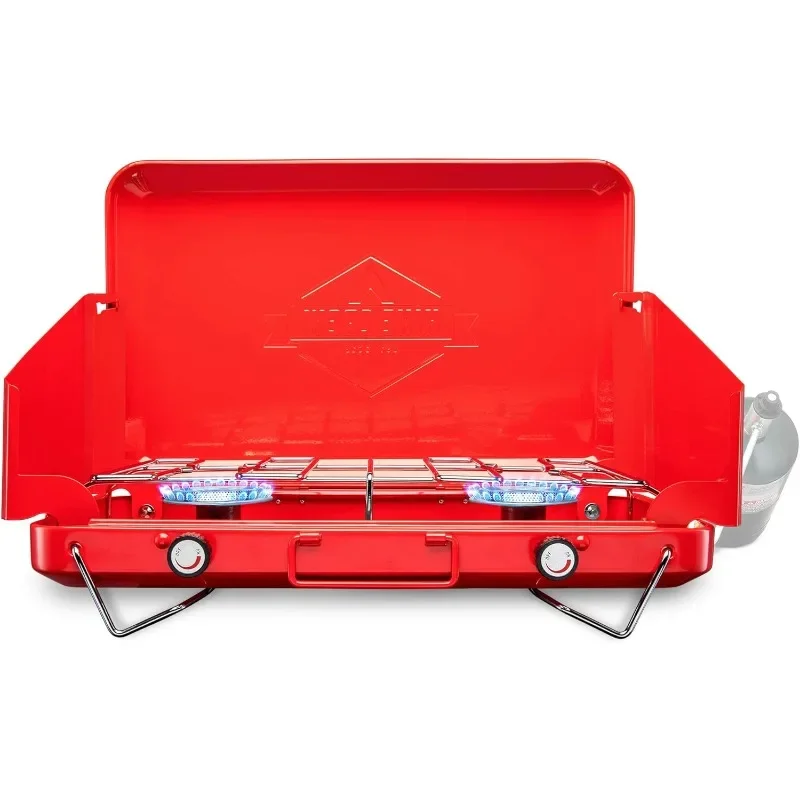 

Hike Crew Gas Camping Stove | Portable Double Propane Burner | Built-in Carrying Handle, Foldable Legs & Wind Panels