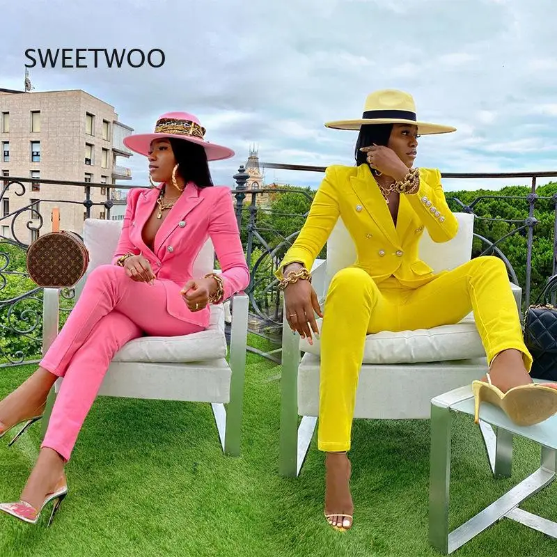 2022 Autumn and Winter New Women's Clothing Casual Suit Jacket Straight Pants Two-Piece Set for Women Fashion Tide Chic Slim Ins b toto american retro white letter sweater zipper jacket two piece female ins tide suit 2021 new fashion