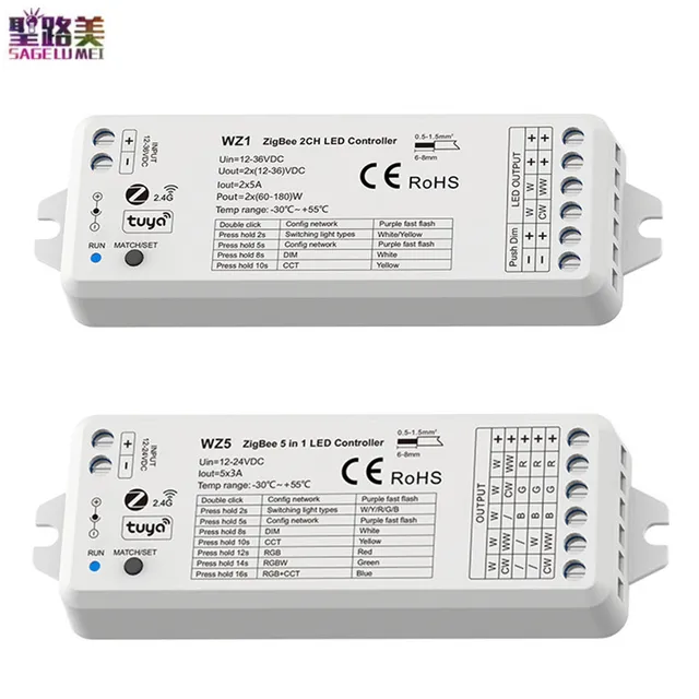 ZigBee Tuya 2CH/5CH 무선 조광기와 LED 컨트롤러: 조명을 쉽고 효율적으로 제어 ZigBee Tuya 2CH/5CH 무선 조광기와 LED 컨트롤러: 조명을 쉽고 효율적으로 제어