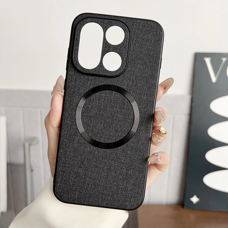 ELVEV Magnetic Woven Cloth Anti-Slip Phone Case with Premium TPU & Hard PC