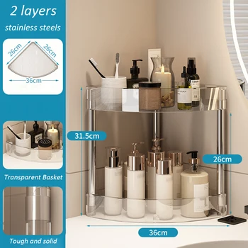 Two-tier Shelf Trolley Bathroom Organizer Shelves Kitchen Home Large Capacity Storage Rack Acryl Cart Corner Cosmetic Organizer Supplies 7