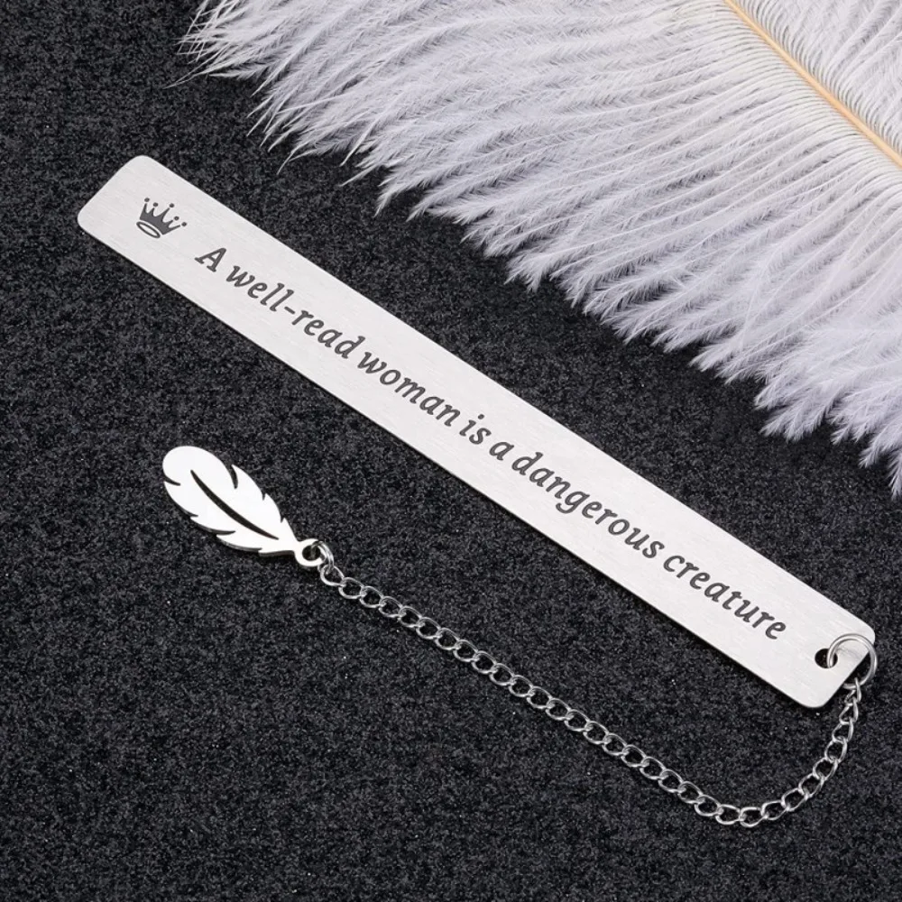 

Book Label Retro Bookmark a Well-read Woman Stationery Page Mark Rectangular Leaf Pendant Metal Bookmark Gift for Teacher's Day