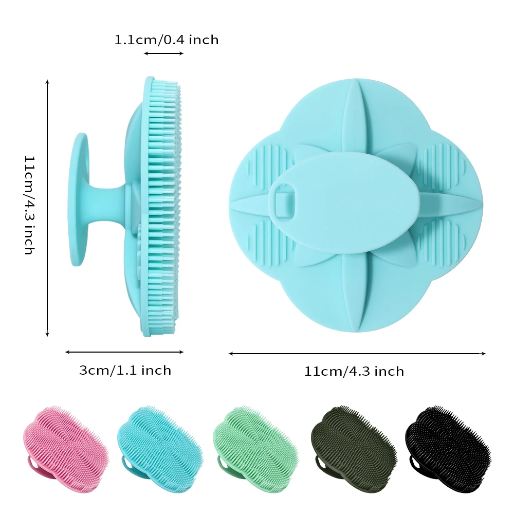 Soft Silicone Body Scrubber Shampoo Brush Handheld Shower Cleansing Brushes Exfoliating Bath Brush Head Massager Bathing Tools 6