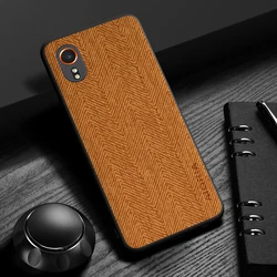 Simple and Durable Leather Wood Grain Phone Case - Galaxy Xcover 5 (Orange)