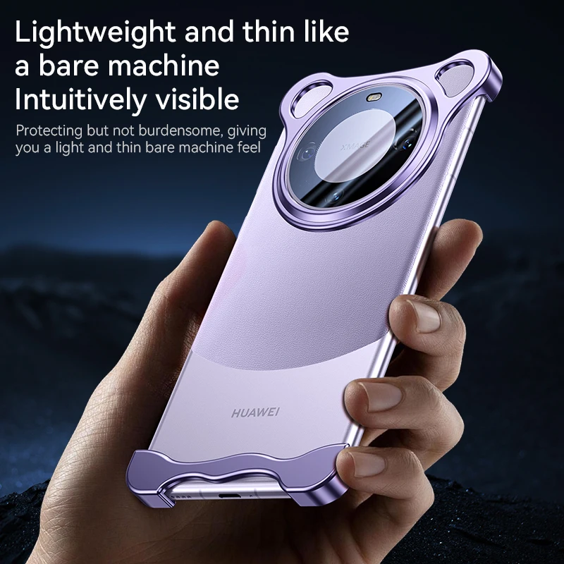 

With Lens Film Metal Corner Pad Phone Shell For Samsung Galaxy S24 S23 Ultra Plus HUAWEI Mate 60 Pro Aluminum Alloy Bumper Cover