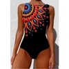 2023 New Printed One-piece Swimsuit Classic Printed Lace Up Swimsuit Women's Push Up Flower One-piece Suit Beach Wear For Female