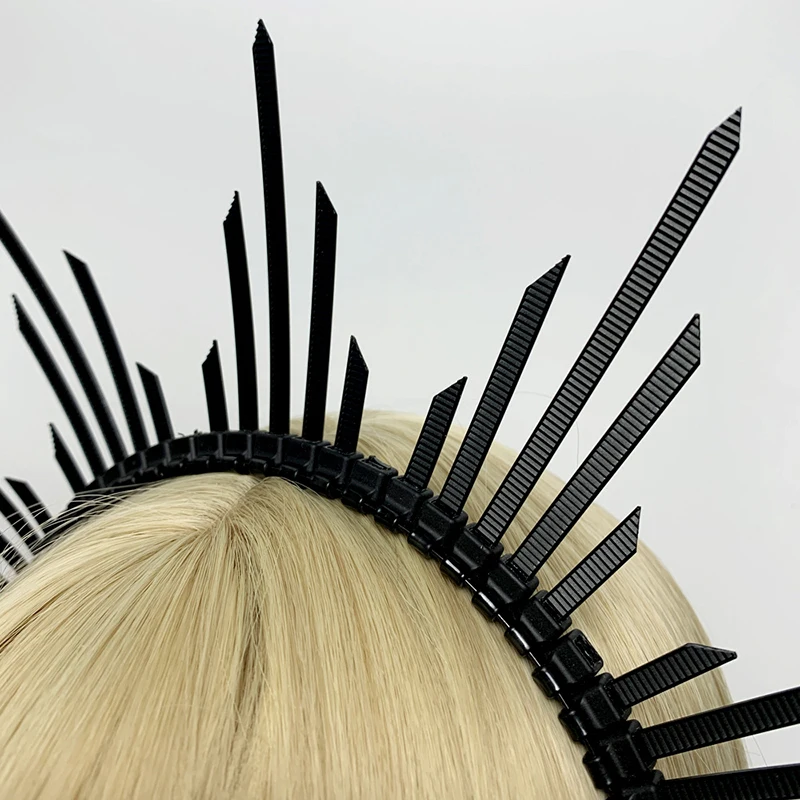 Halocrown Mary Halocrown Stirnband Tiaras und Kronen Spiked Halocrown Griechisch Barock SunGoddess Haarschmuck Kopfschmuck – Detail 10