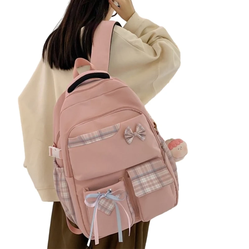 2024 New School Backpack Shoulder Bag with Pendant Large Capacity Bookbags for Student