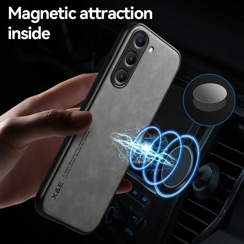 삼성 갤럭시 S23 S24 S25 엣지 S25 FE 플러스 울트라 S24FE S23FE 5G용 자석 가죽 케이스 충격 방지 실리콘 소프트 케이스 커버