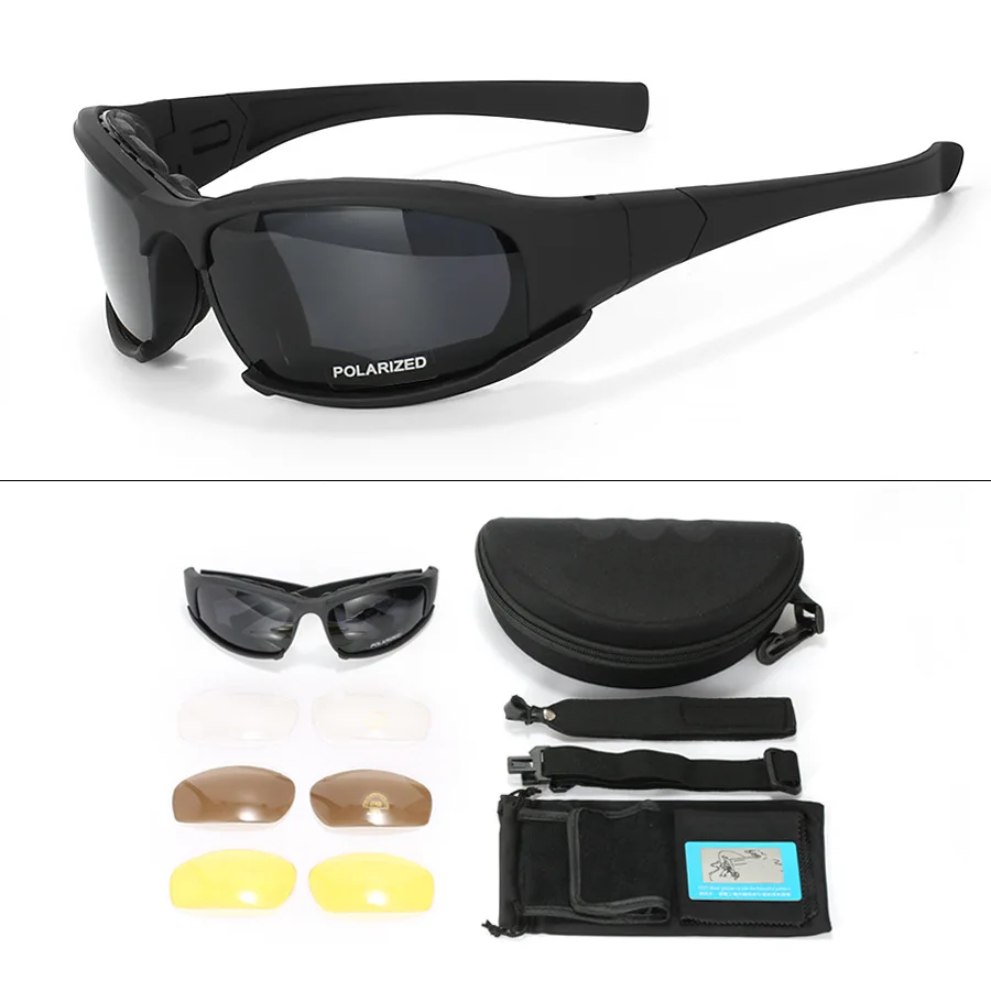 4-Lens Tactical Goggles Polarized Windproof & Dustproof Safety Glasses for Outdoor Sports Climbing Cycling Fishing safety goggles,polarized sports glasses,tactical goggles,polarized goggles