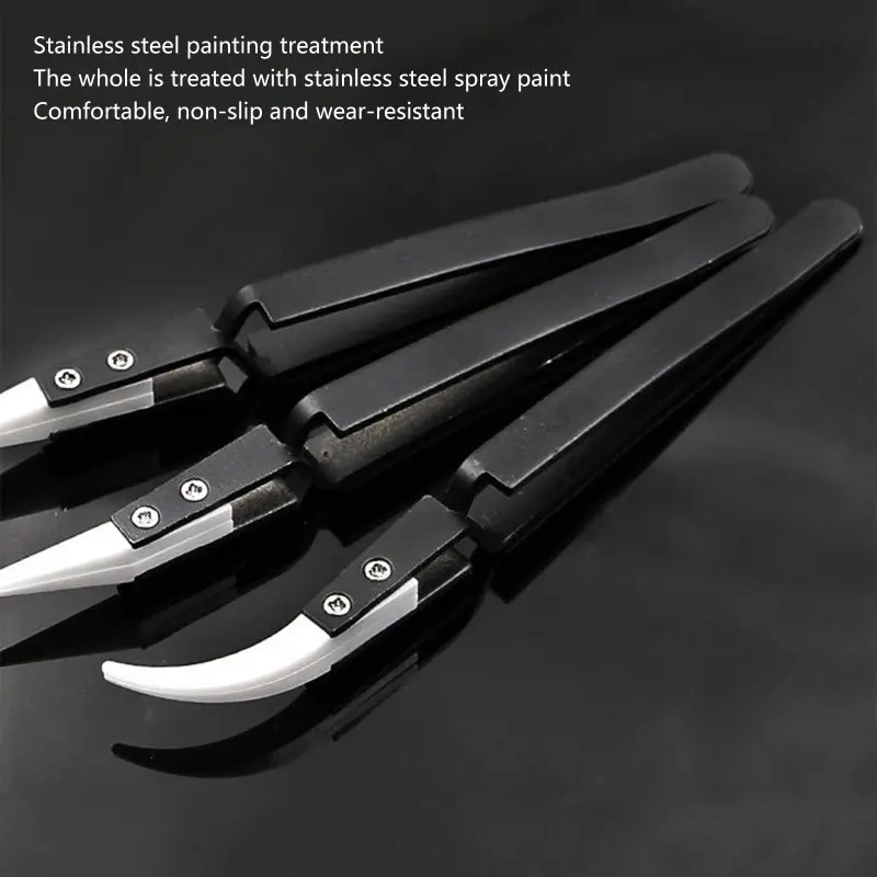 3 Pcs Stainless Steel Ceramic Tweezers Reverse Tweezers for Electronic Equipment Drop Shipping image 5