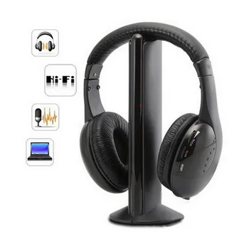 REDAMIGO-5 인 1 HiFi 무선 헤드폰, TV 또는 컴퓨터 용, FM 라디오, 이어폰, 마이크 및 무선 수신기 포함