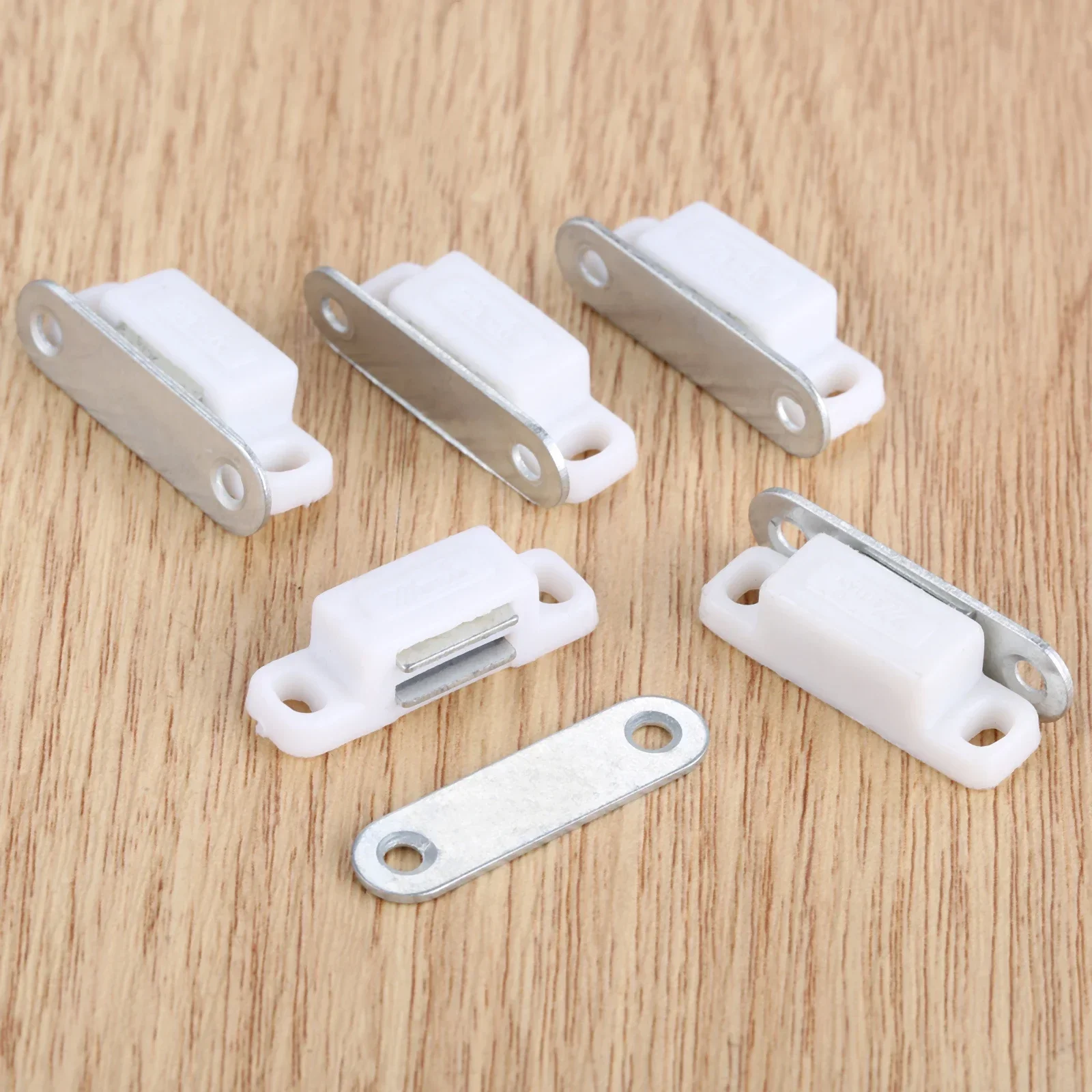 10pcs Magnetic Catches w/screws Mini Metal Cabinet Door  Stopper Protector 27mmx10mm White/Brown Safe Closer Anti-slam Low-noise