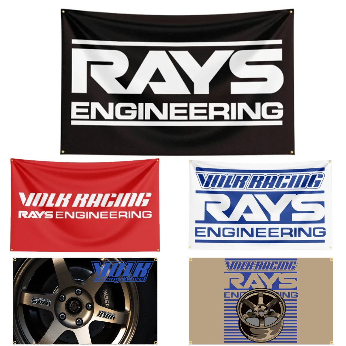 90X150Cm 3 X5Ft Rays Wheels Racing Car Flag Banner Di Stampa In Poliestere Per L'Arredamento
