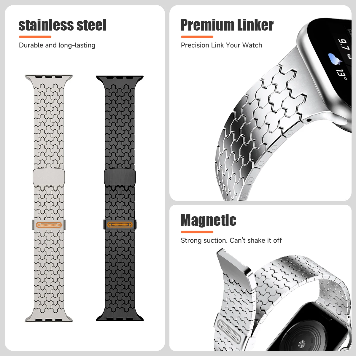Elegant Stainless Steel Magnetic Watch Band