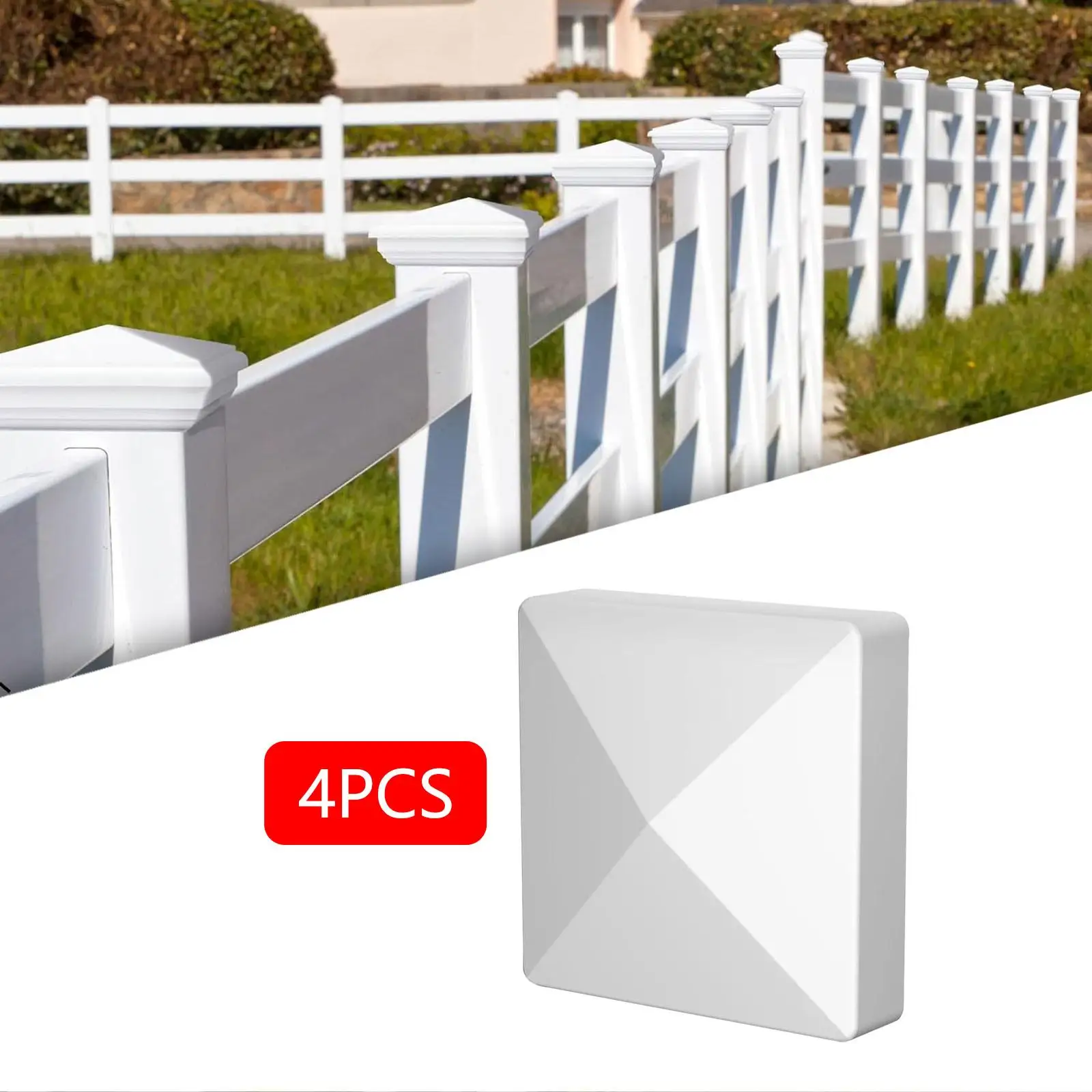 4x Pyramid Post Caps Covers Replacement Decor Post Cover Top Caps Fence Toppers for Outdoor Railing Outside Yard Lawn