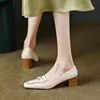 Women Retro Bowknot High Heels Spring Autumn Fashion Elegant Square Toe Stiletto Chunky Heels Pumps Party Dress Casual Shoes 3