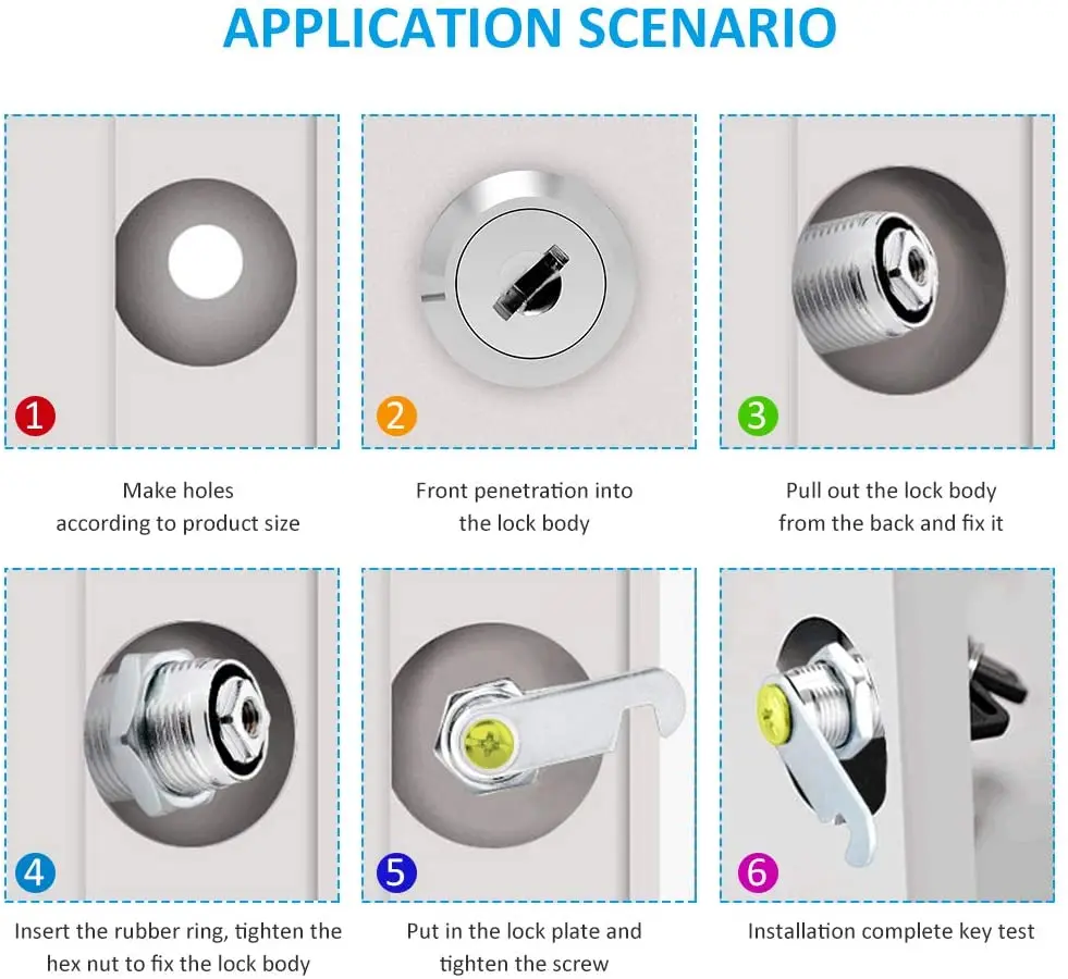 Description Picture 2 of itemCam Cylinder Locks Door Cabinet Mailbox Drawer Cupboard Locker Security Furniture Locks With 2 Keys