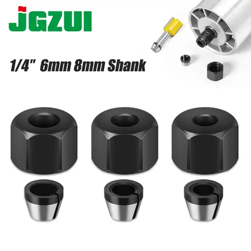 6mm 6.35mm 8mm Collet Chuck Engraving Trimming Machine With Nut Router Bit Adapter Electric Router Milling Cutter Accessories