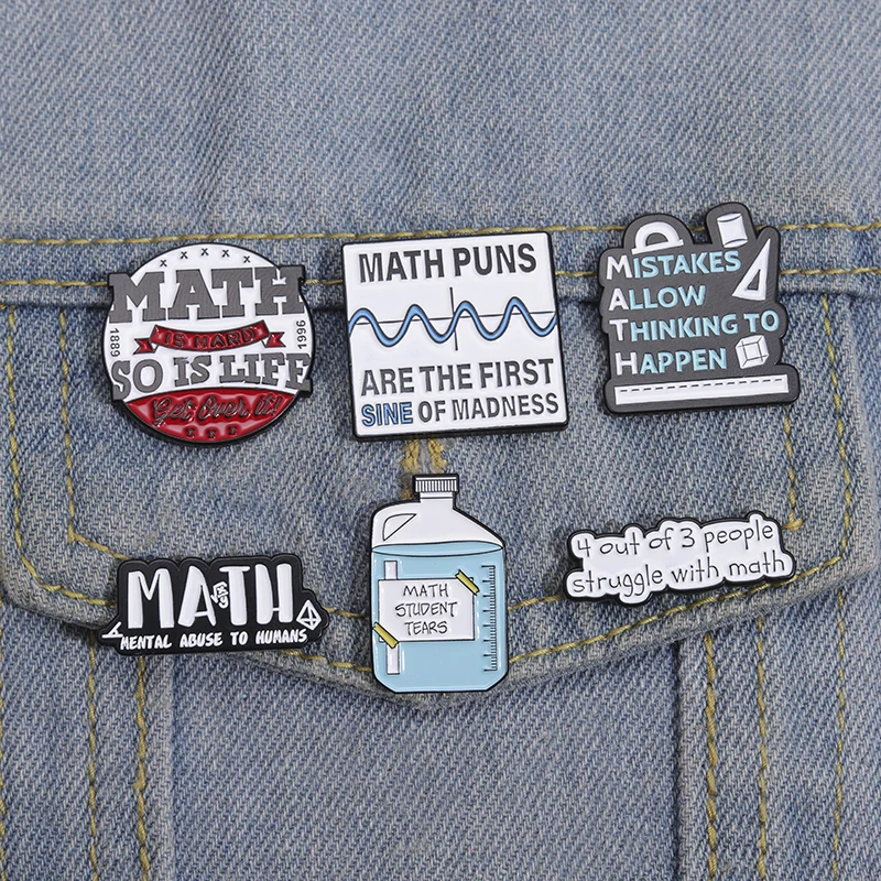 Kreative Cartoon Mathe Formel Emaille Pins chemische Wissenschaft Becher niedlichen Metall Broschen Biologie Moleküle Revers Abzeichen Kleidung Pin – Detail 21