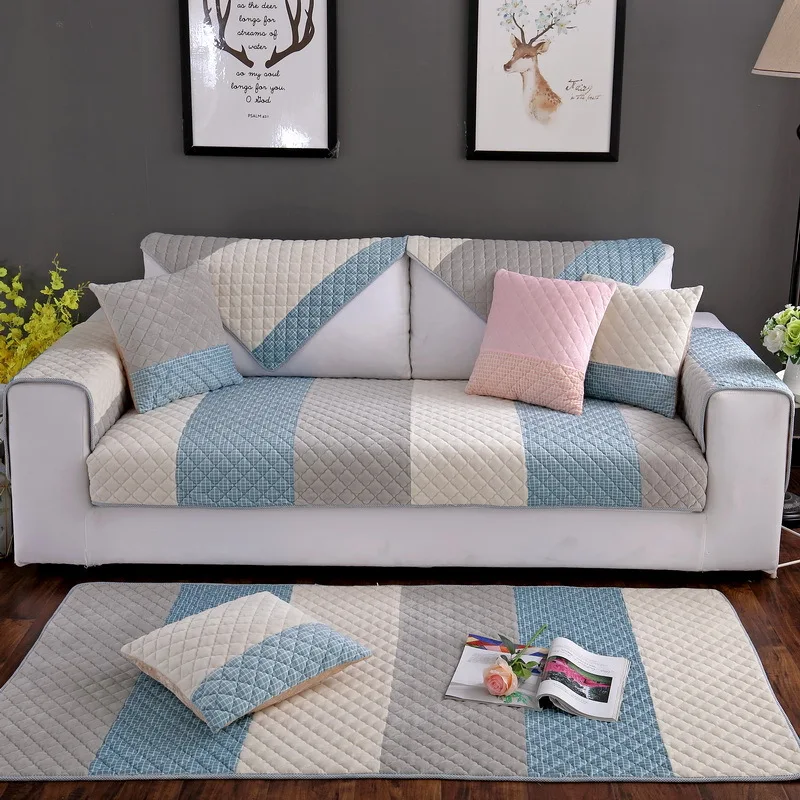 

Short Plush Quilted Sofa Towel Super Soft Smooth Hand Feeling Flannel Sofa Cover Bay Window Mat Floor Mat Sectional Sofa Cover