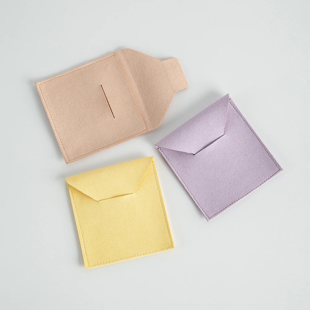 50Pcs/Lot Envelope Microfiber Jewelry Bag Wedding Jewellery Organizer Soap Candy USB Disk Gift Storage Case No Logo Plain Pouch