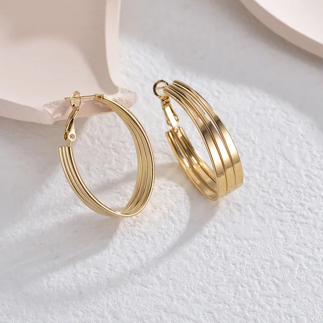 Simple Fashion Stainless Steel Geometric Earrings Unique Design Gold Color Earrings For Women Personalized Party Jewelry Gifts 5