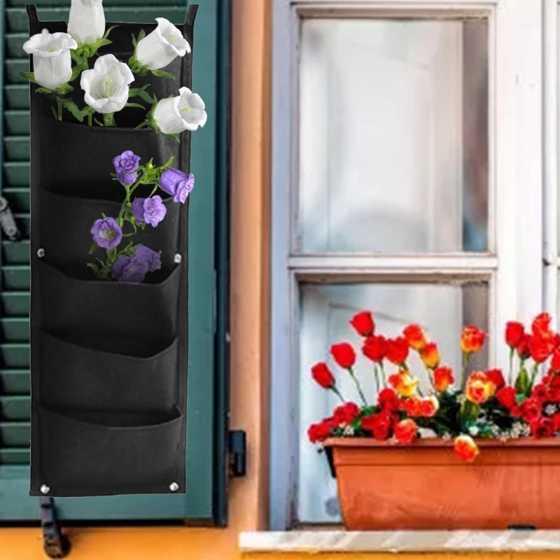 

Vertical Hanging Garden Planter with 6 Pockets Waterproof Wall Mount Flower Pot Grow Bag Container Indoor Outdoor