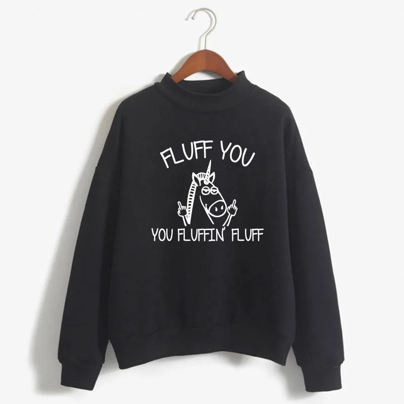 

FLUFF YOU YOU FLUFFIN FLUFF Print Woman Sweatshirt Sweet Korean O-neck Knitted Pullover Autumn Winter Candy Color Women Clothing