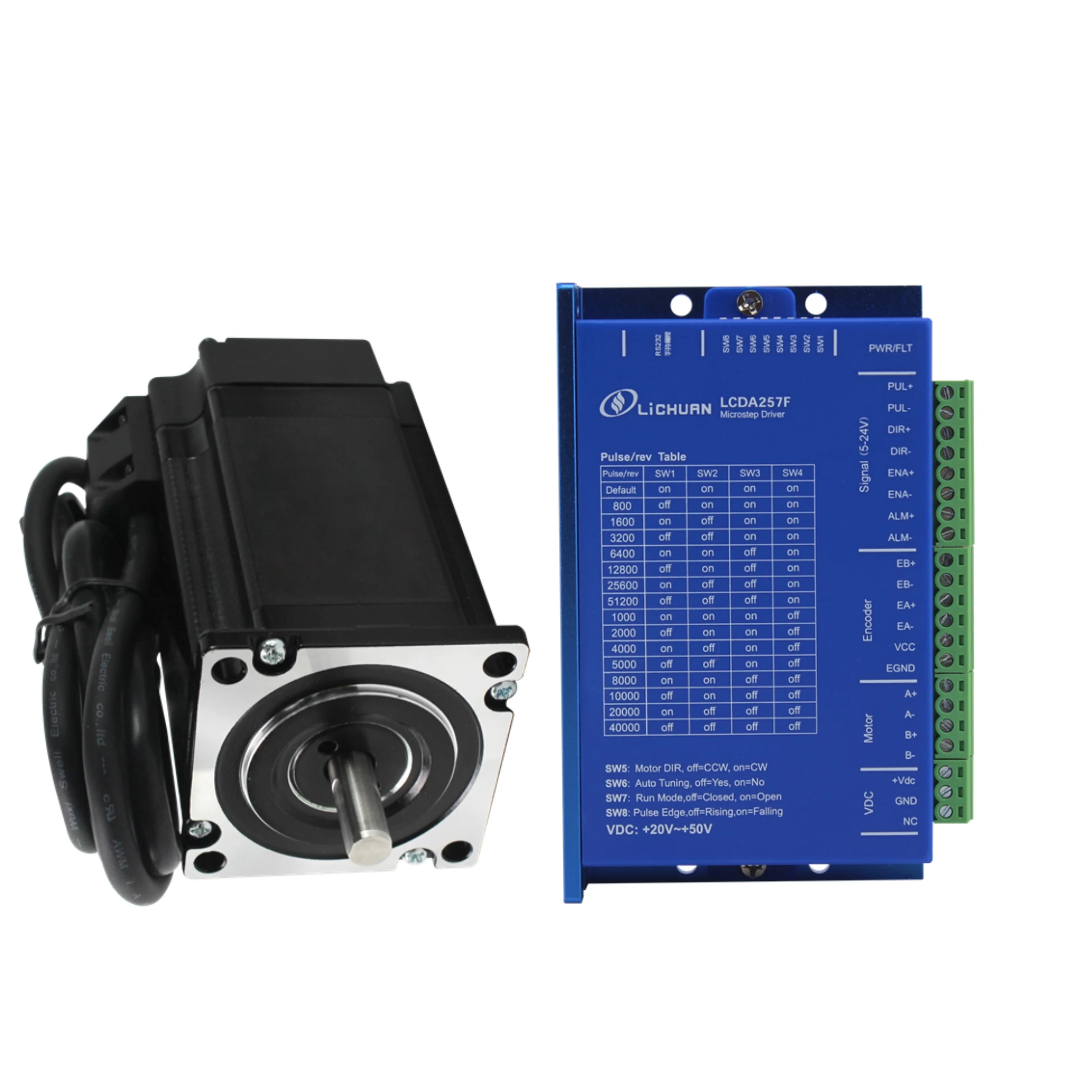 57mm 펄스 방향 2상 1N.m 3.5N.m Nema 23 키트 폐쇄 루프 스테퍼 서보 모터 및 LCDA257F 서보 드라이버