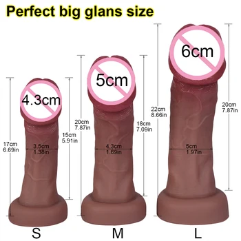 Skin Feeling Realistic Dildos New Flesh Big Glans Chastity Soft Penis Strapon Silicone Suction Cup Cheap Anal Sex Toys For Women 2