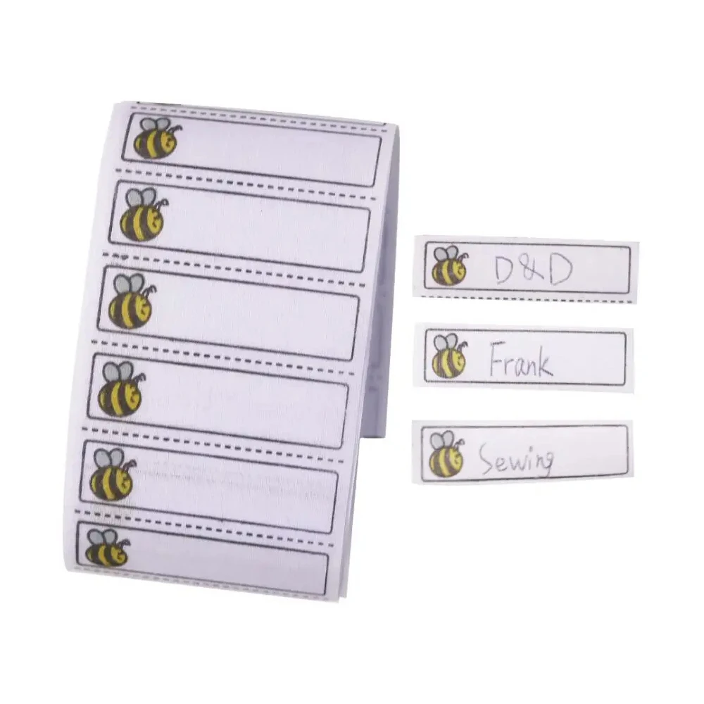 Clothing Labels Name Tags Fabric Tags Garment Labels 100pcs/pack Iron-on Bee Pattern Washable Marker Set for Clothes Accessories