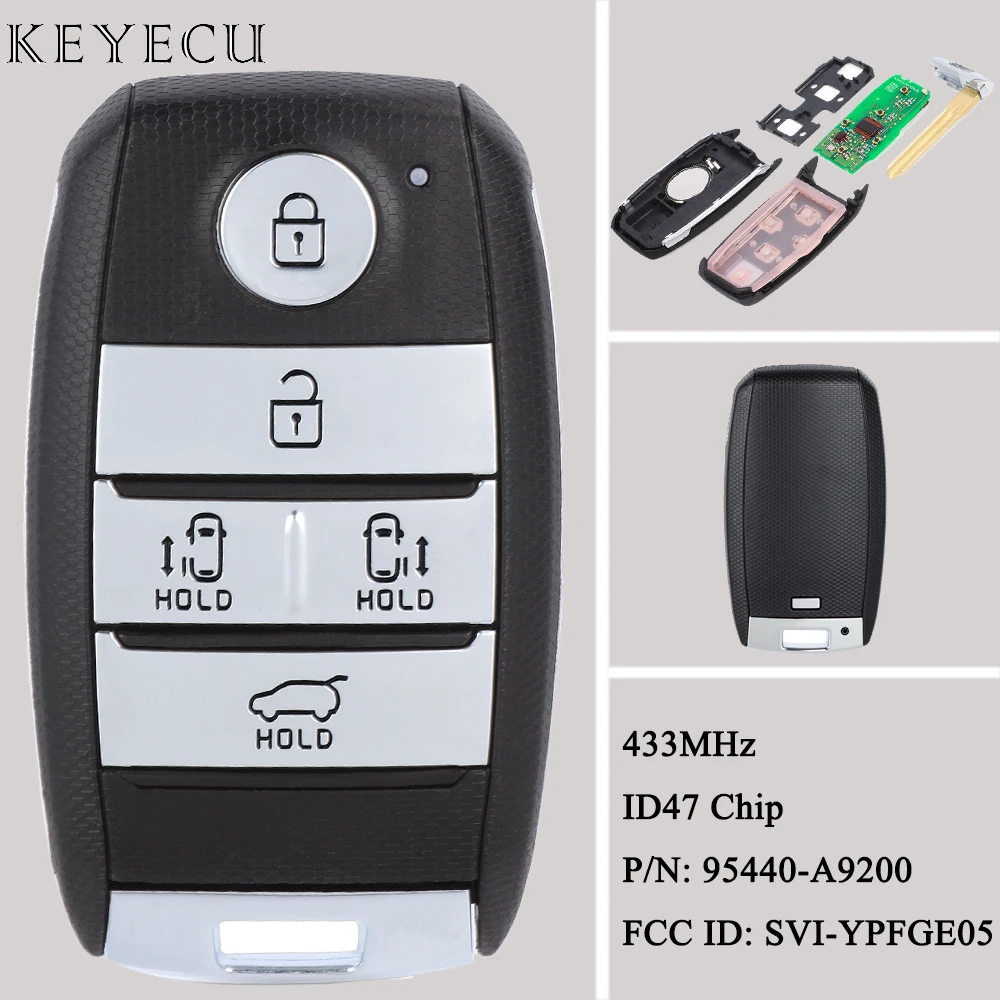 

Keyecu для KIA Carnival 2016, 2017, 433 МГц, с чипом ID47, идентификатор FCC: Φ P/N: 95440-A9200
