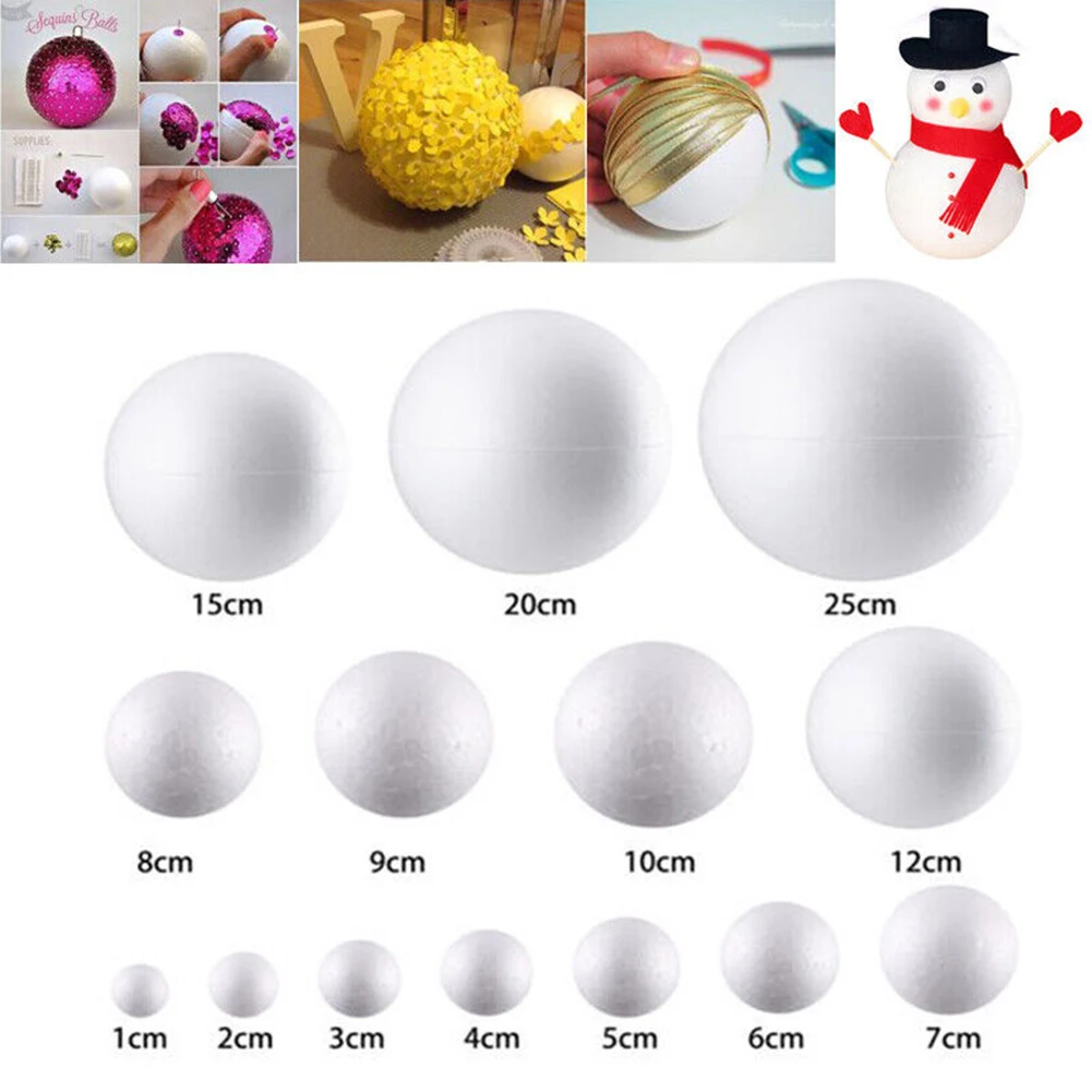 

10pcs Party Solid Foam Ball Polystyrene Balls Project Round Tree Wedding Christmas Foam Craft Balls Christmas Decorations