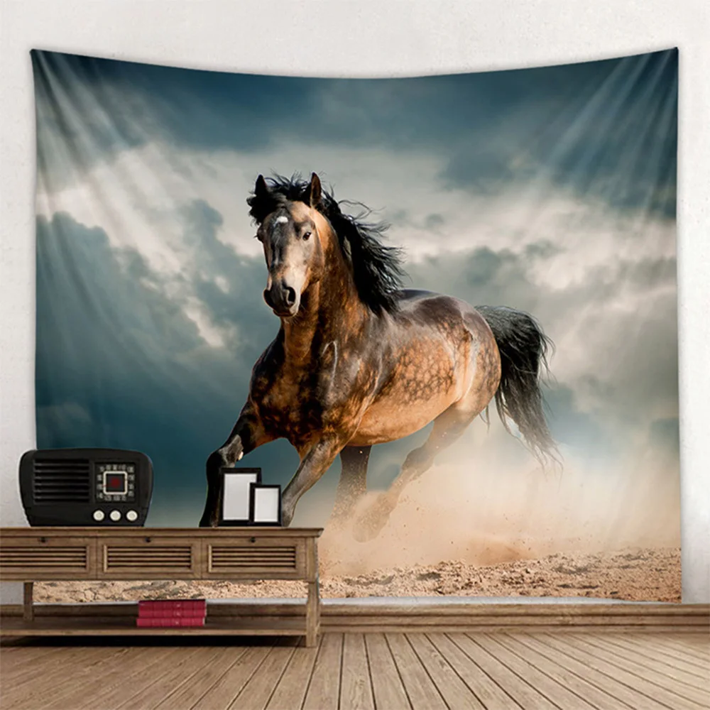 Tapiz Decorativo Con Estampado De Caballos 3D - Ideal Para Paredes